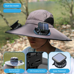 Camper Solar Fan Hat Fishing Hat Men's Outdoor Mountaineering UV Protection Sunshade Fishing Hat with Fan - Image 6