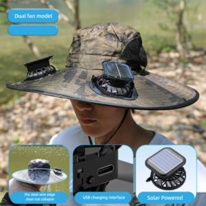 Camper Solar Fan Hat Fishing Hat Men's Outdoor Mountaineering UV Protection Sunshade Fishing Hat with Fan - Image 5