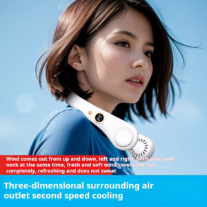 Bladeless Rechargeable Neck Fan Portable Outdoor Hanging 5 Speeds Adjustable Neck Fan Box Plastic Hand Free - Image 2