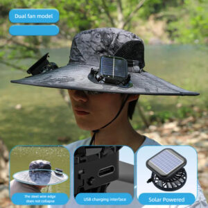 Camper Solar Fan Hat Fishing Hat Men's Outdoor Mountaineering UV Protection Sunshade Fishing Hat with Fan - Image 4