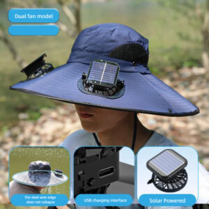 Camper Solar Fan Hat Fishing Hat Men's Outdoor Mountaineering UV Protection Sunshade Fishing Hat with Fan - Image 9