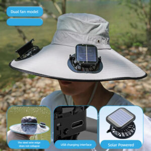Camper Solar Fan Hat Fishing Hat Men's Outdoor Mountaineering UV Protection Sunshade Fishing Hat with Fan - Image 7
