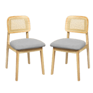 Levede 2x Dining Chair Wood Rattan Armless Natural - Image 9