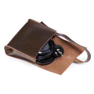Versatile Leather Laptop Bag With Cable Winder - Fits 12 Macbook Samsung Sony Dell Alienware Chuwi Asus Hp - Coffee - Image 4