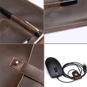 Versatile Leather Laptop Bag With Cable Winder - Fits 12 Macbook Samsung Sony Dell Alienware Chuwi Asus Hp - Coffee - Image 6