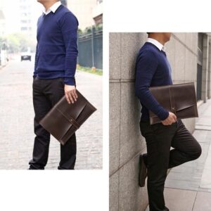 Versatile Leather Laptop Bag With Cable Winder - Fits 12 Macbook Samsung Sony Dell Alienware Chuwi Asus Hp - Coffee - Image 7
