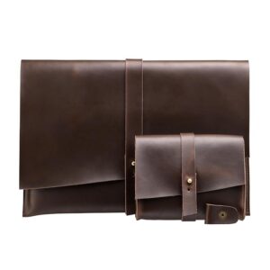 Versatile Leather Laptop Bag With Cable Winder - Fits 12 Macbook Samsung Sony Dell Alienware Chuwi Asus Hp - Coffee - Image 8