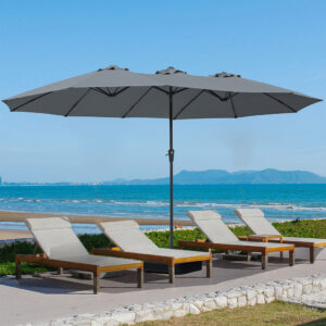 Centra 4.5M Double-sided Patio Umbrella Outdoor Umbrella Base Stand Grey - Image 8