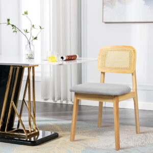 Levede 2x Dining Chair Wood Rattan Armless Natural - Image 7