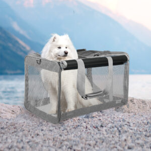 Pawz 3 in 1 Pet Soft Crate Dog Cat Carrier XL Size Grey - Image 7