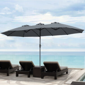 Centra 4.5M Double-sided Patio Umbrella Outdoor Umbrella Base Stand Grey - Image 7