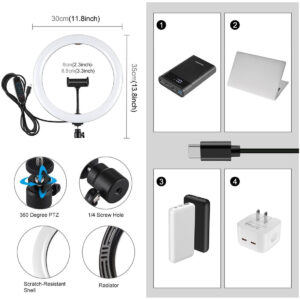 11.8 Dual Colour Led Ring Light With Phone Clamp - 3 Modes - Image 3