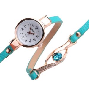 Women Lake Blue Gemstone Bracelet Watch - Eye Shape - Image 2