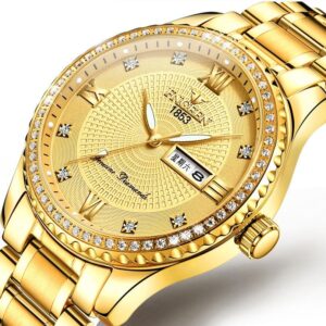 Men Luminous Quartz Watch - Full Gold With White Face - Image 3