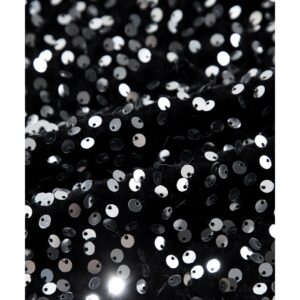 Black Sequined Long Sleeve Crew Neck Cropped Blouse - M - Image 4