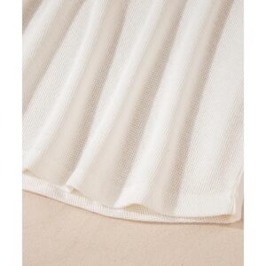 White Solid Color Waffle Half Button Long Sleeve Top - M - Image 2