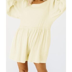 Apricot Solid Color High Waist Long Sleeve Romper - L - Image 6