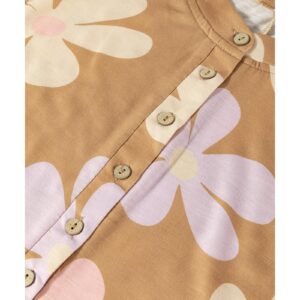 Khaki Floral Print Sleeveless Button up Wide Leg Loose Jumpsuit - M - Image 6