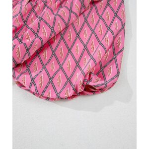 Pink Paisley Geometric Print V Neck High Waist Romper - M - Image 3