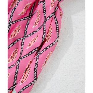 Pink Paisley Geometric Print V Neck High Waist Romper - M - Image 4