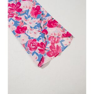 Pink Floral Print Asymmetrical Neckline Single Shoulder Drape Sleeve Belted Jumpsuit - M - Image 5