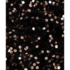 Black Deep V Back Sequin Puff Sleeve Bodysuit - L - Image 5