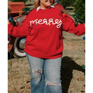 Fiery Red Merry Graphic Christmas Plus Size Sweater - 1X - Image 5