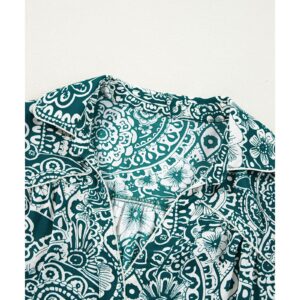 Green Floral Flounce Sleeve Split Neck Plus Size Dress - 1X - Image 1
