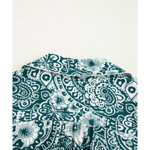 Green Floral Flounce Sleeve Split Neck Plus Size Dress - 1X - Image 3