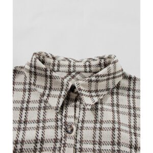 White Stripe Plus Size Plaid Buttoned Raw Hem Tunic Shirt Dress - 2X - Image 3