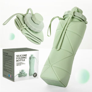 Grey 600ml Silicone Folding Water Bottle - Eco-Friendly Collapsible Travel Bottle600ml Silicone Folding Water Bottle - Eco-Friendly Collapsible Travel Bottle - Image 2
