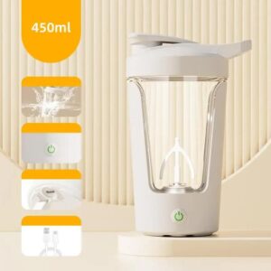 White USB Rechargeable Automatic Stirring Cup - Leak-Proof, Temperature Resistant, and Shockproof Electric Coffee and Protein Mixer - Image 1