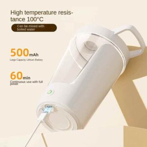 White USB Rechargeable Automatic Stirring Cup - Leak-Proof, Temperature Resistant, and Shockproof Electric Coffee and Protein Mixer - Image 2