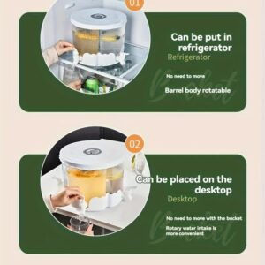 Water Bottle + 4 Cups Large Capacity Rotating Beverage Dispenser with Faucet, Multi-Compartment Refrigerator Water Jug for Juice, Tea, and Drinks - Image 6