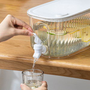Transparent 4 Liter Refrigerator Cold Drink Dispenser, Juice & Fruit Infuser Water Pitcher, Spigot Beverage Container - Image 1