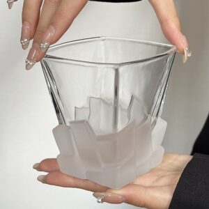4 Pcs Black Frosted Ice Cube Glass - Creative Whiskey Glass, Premium Textured Tumbler, 300ml Capacity for Home Bars - Image 4