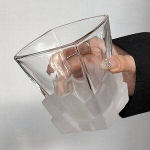 4 Pcs Black Frosted Ice Cube Glass - Creative Whiskey Glass, Premium Textured Tumbler, 300ml Capacity for Home Bars - Image 5