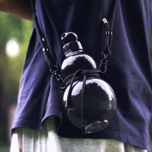 32oz Black Myth Wukong Inspired Gourd Water Plastic Green Bottle - Decorative Double-Layer Flask with Calligraphy and Accessories - Image 2