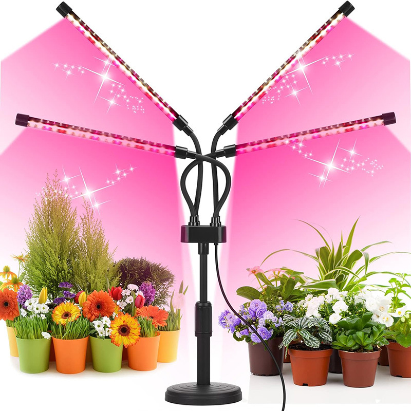 Black Adjustable 5-Head LED Grow Light – Full Spectrum Desktop Plant ...