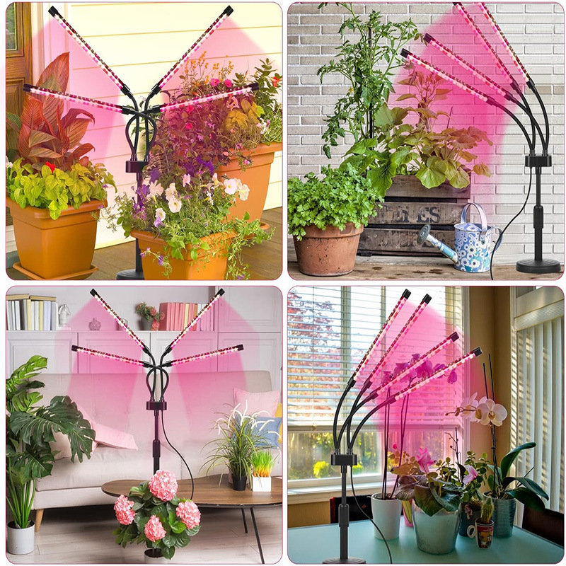 Black Adjustable 5-Head LED Grow Light – Full Spectrum Desktop Plant ...