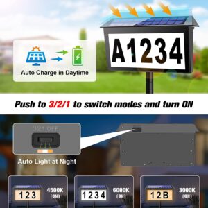 Black Bright Solar Powered LED Address Sign - IP65 Waterproof Outdoor House Number Light, 3 Color Modes, Wall & Ground Mount - Image 2