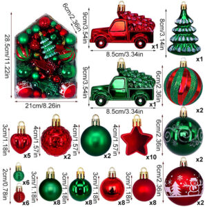Automobile Model 72-Piece Christmas Bauble Set - Hand-Painted House and Round Ornaments - Image 1