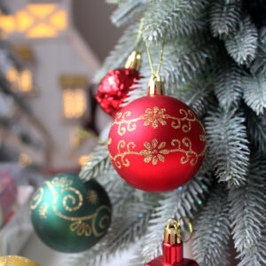 Bear 72-Piece Christmas Bauble Set - Hand-Painted House and Round Ornaments - Image 2