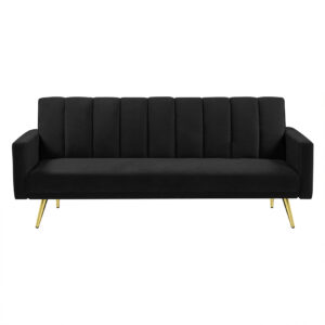Levede Sofa Bed Convertible Velvet Lounge Recliner Couch Sleeper 3 Seater Black - Image 1