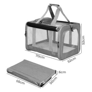 Pawz 3 in 1 Pet Soft Crate Dog Cat Carrier XL Size Grey - Image 3