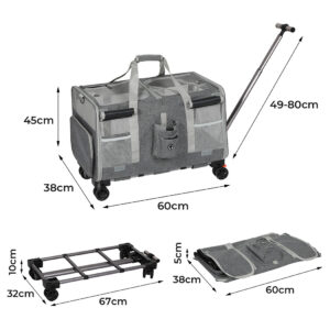 Pawz Pet Carrier 4 Wheel Portable Rolling Foldable - Image 3
