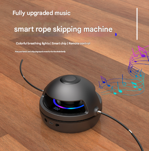 Black Smart Electric Jump Rope Machine with Bluetooth Music, Remote ...