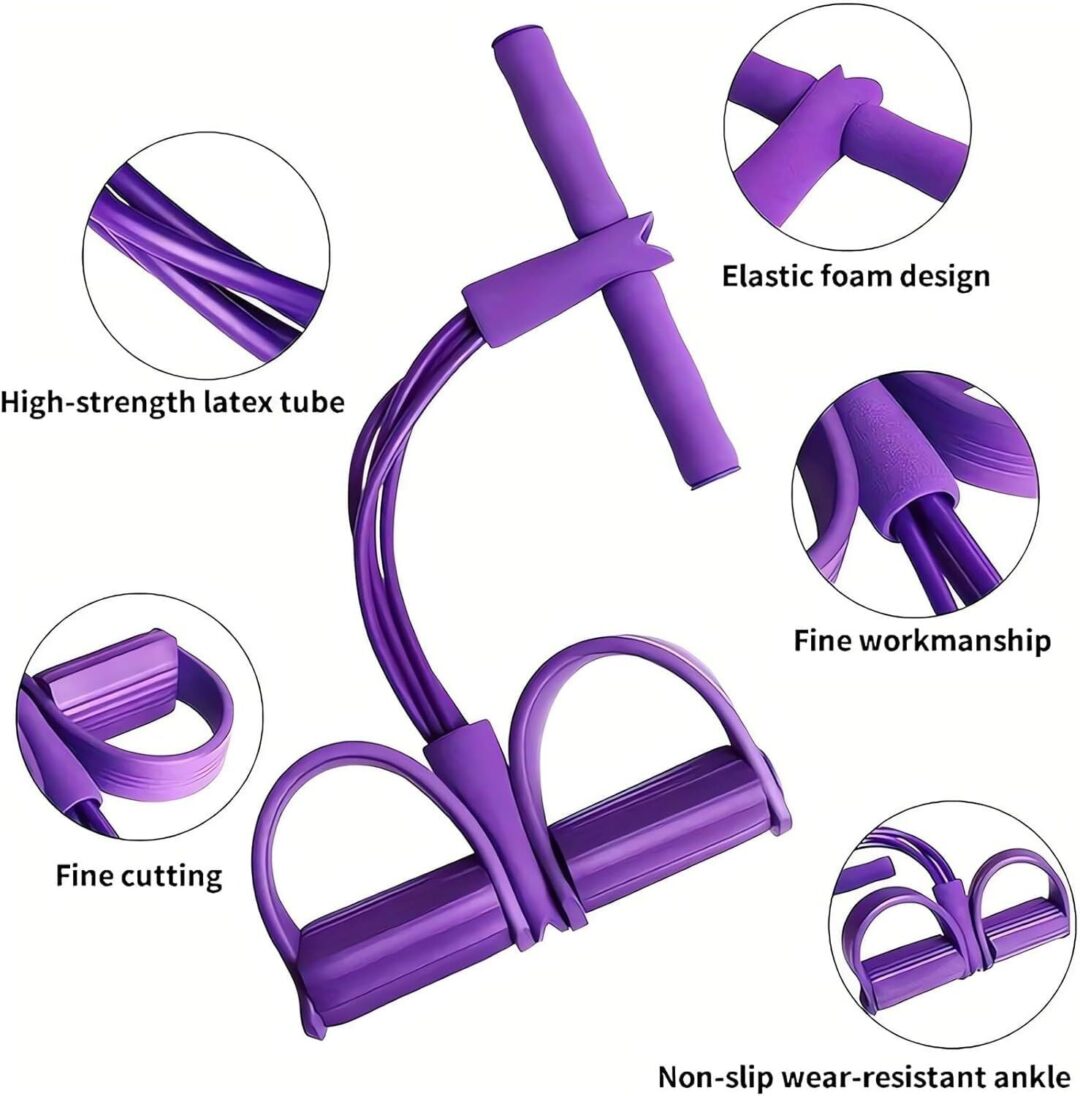 Stretchable Exercise Machine Multi-Function 6-Tube Resistance Band with Foot Pedal – 2M Stretchable ...