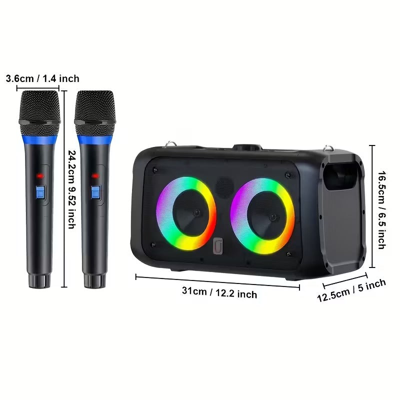 Portable Karaoke Speaker with 2 Wireless Microphones – shoppersworld.com.au